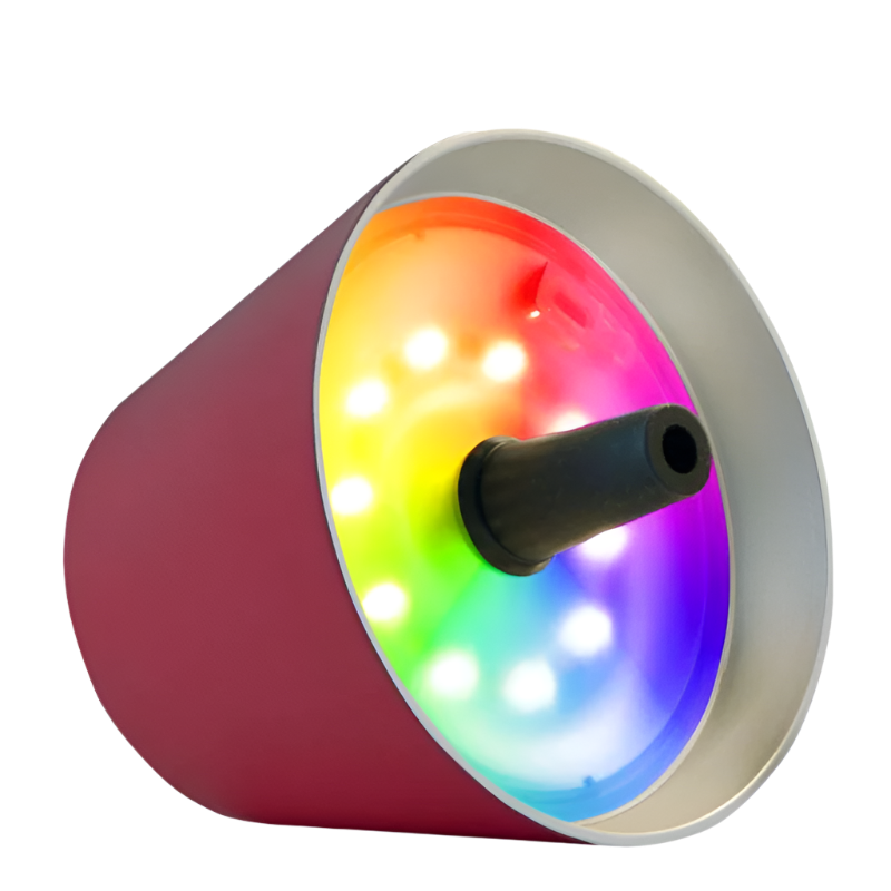 TOP LED Flaschenaufsatz-Leuchte 2.0 von Sompex Bunte Leuchten in Bordeaux auf einem weißen Hintergrund