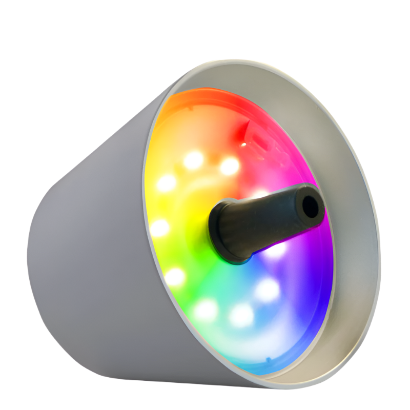 TOP LED Flaschenaufsatz-Leuchte 2.0 von Sompex Bunte Leuchten in Grau auf einem weißen Hintergrund