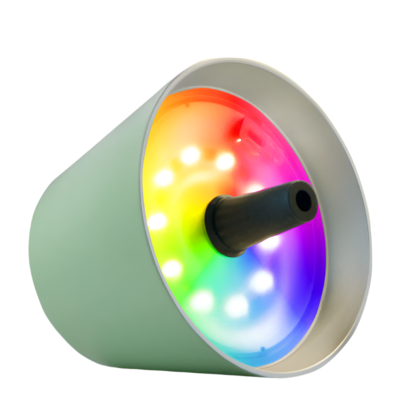 TOP LED Flaschenaufsatz-Leuchte 2.0 von Sompex Bunte Leuchten in Oliv auf einem weißen Hintergrund