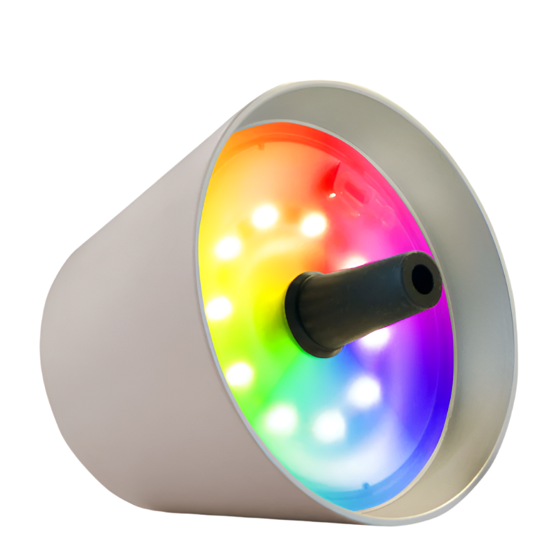 TOP LED Flaschenaufsatz-Leuchte 2.0 von Sompex Bunte Leuchten in Sand auf einem weißen Hintergrund