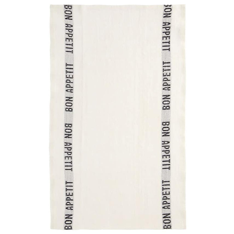 Geschirrtuch aus Leinen"Bon Appetit" - White Black