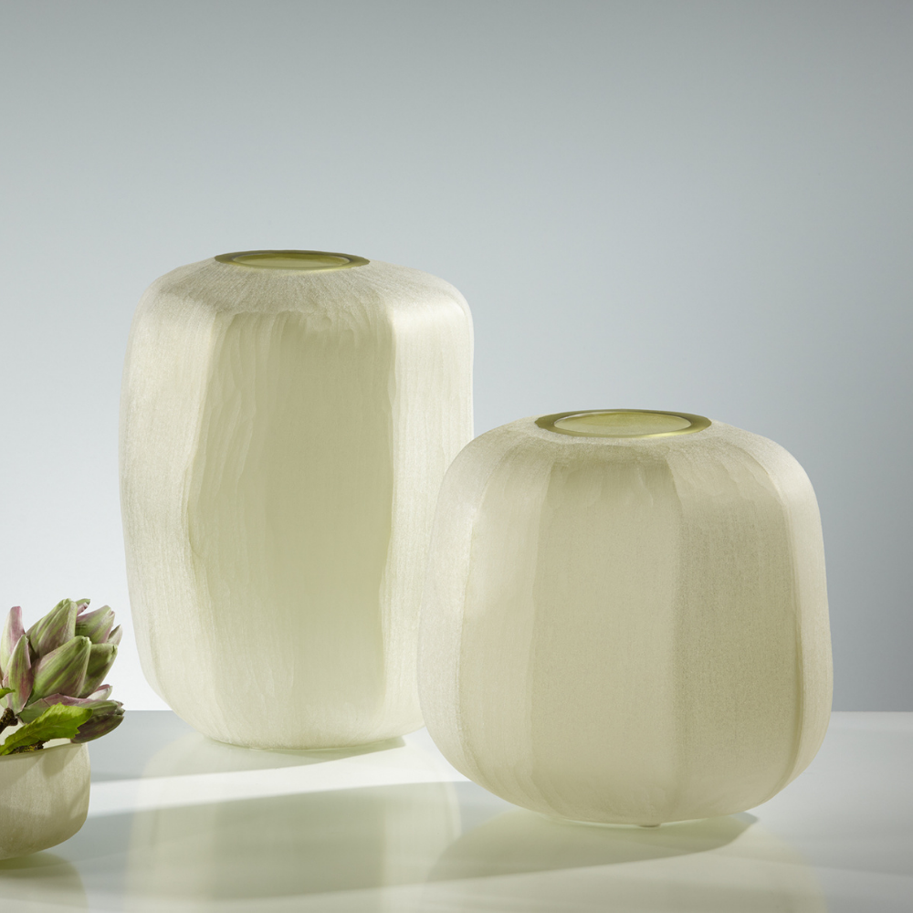 Vase "Cantore" aus Glas – Salbei - Ø 23 × H 24 cm