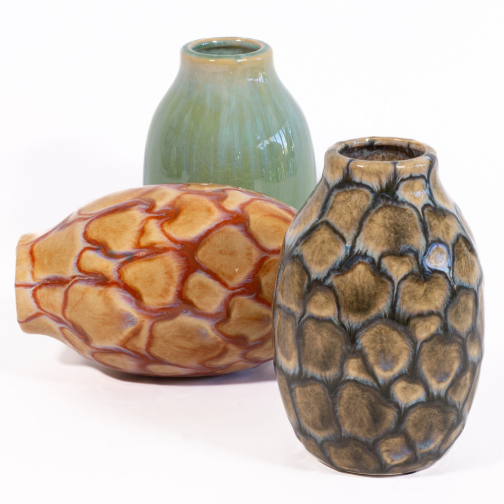 Vase "Glaze" - Dunkle Wabenstruktur – Ø11×H15 cm
