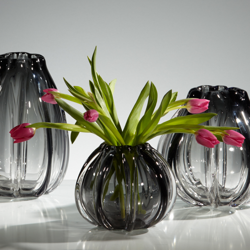 Vase "Acino" aus Glas – Grau - Ø 21 × H 29 cm
