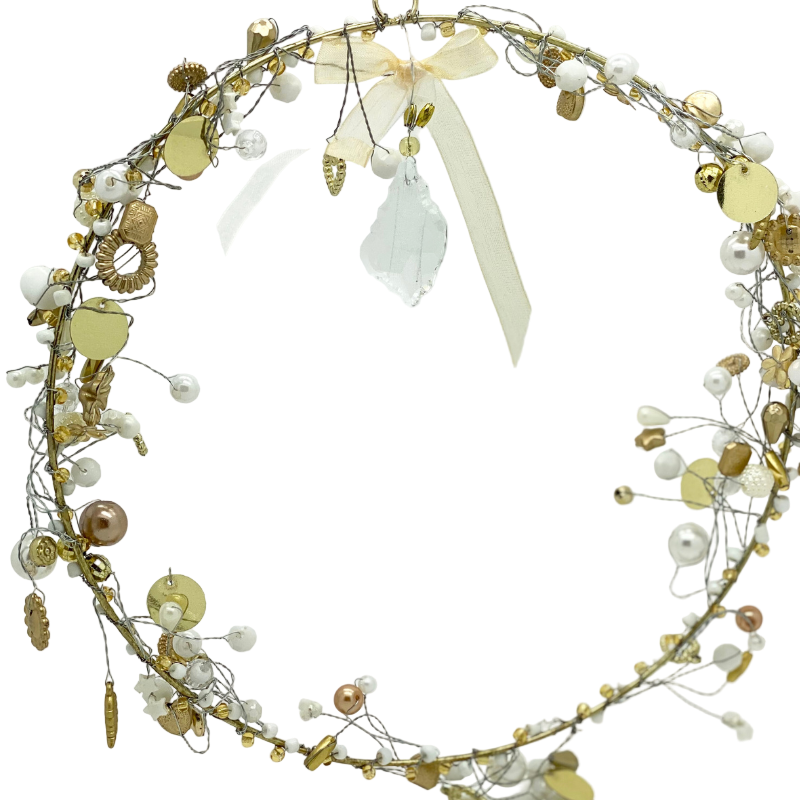 Weihnachtsschmuck "Perlenkranz Draht" - Gold