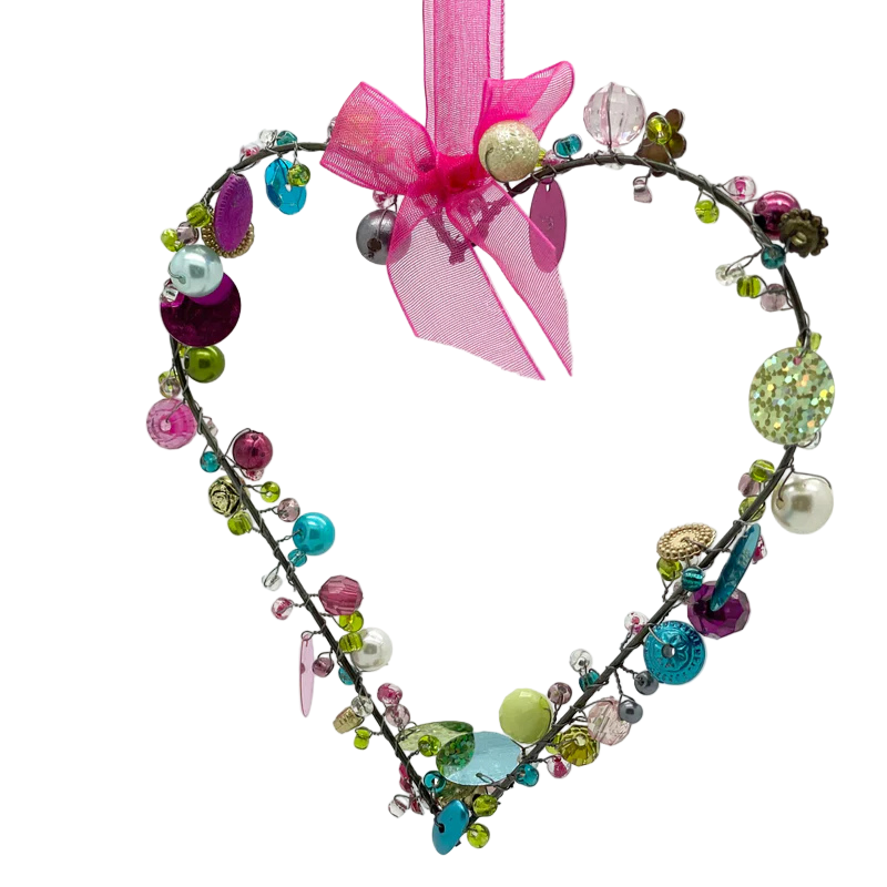 Weihnachtsschmuck "buntes Perlenherz Draht"