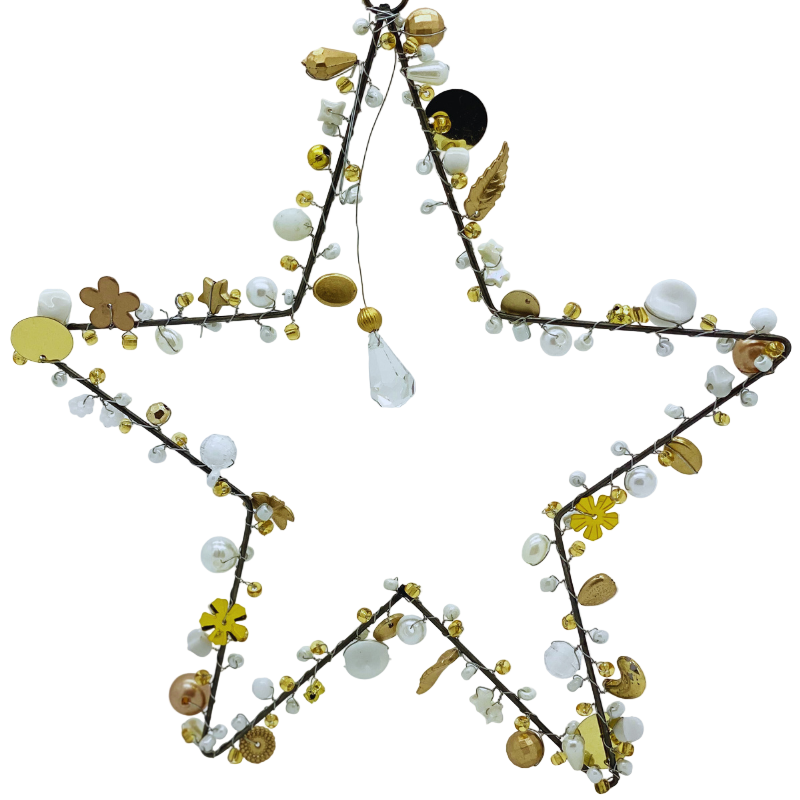 Weihnachtsschmuck "goldener Perlenstern Draht"
