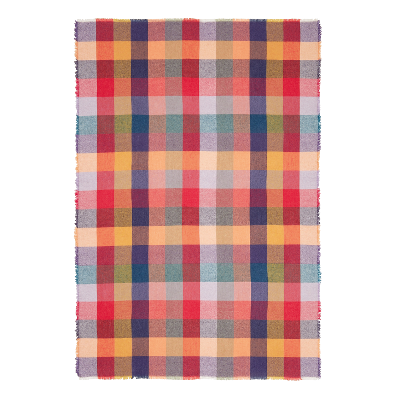 Woll Decke "St.Tropez" 145x210 cm - Lila/Orange/Pflaume/Flieder/Pfau