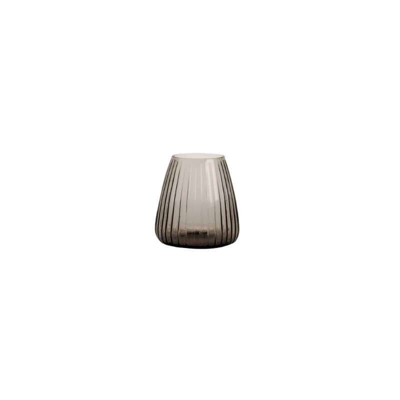 XLBOOM DIM Stripe Vase - klein rauchgrau