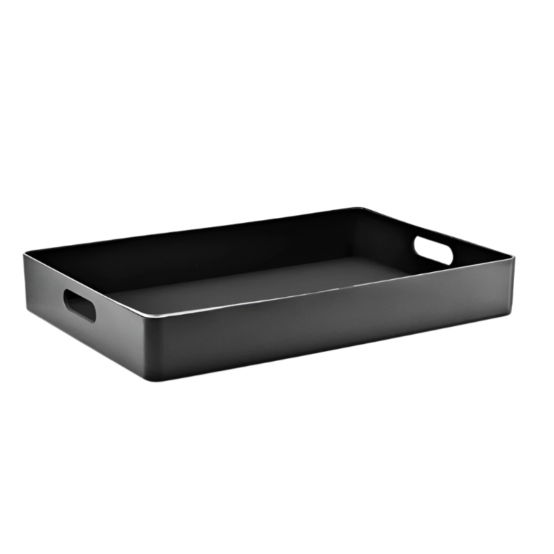 eva trio Serviertablett Black mit Griff, schwarz, Kunststoff und Edelstahl