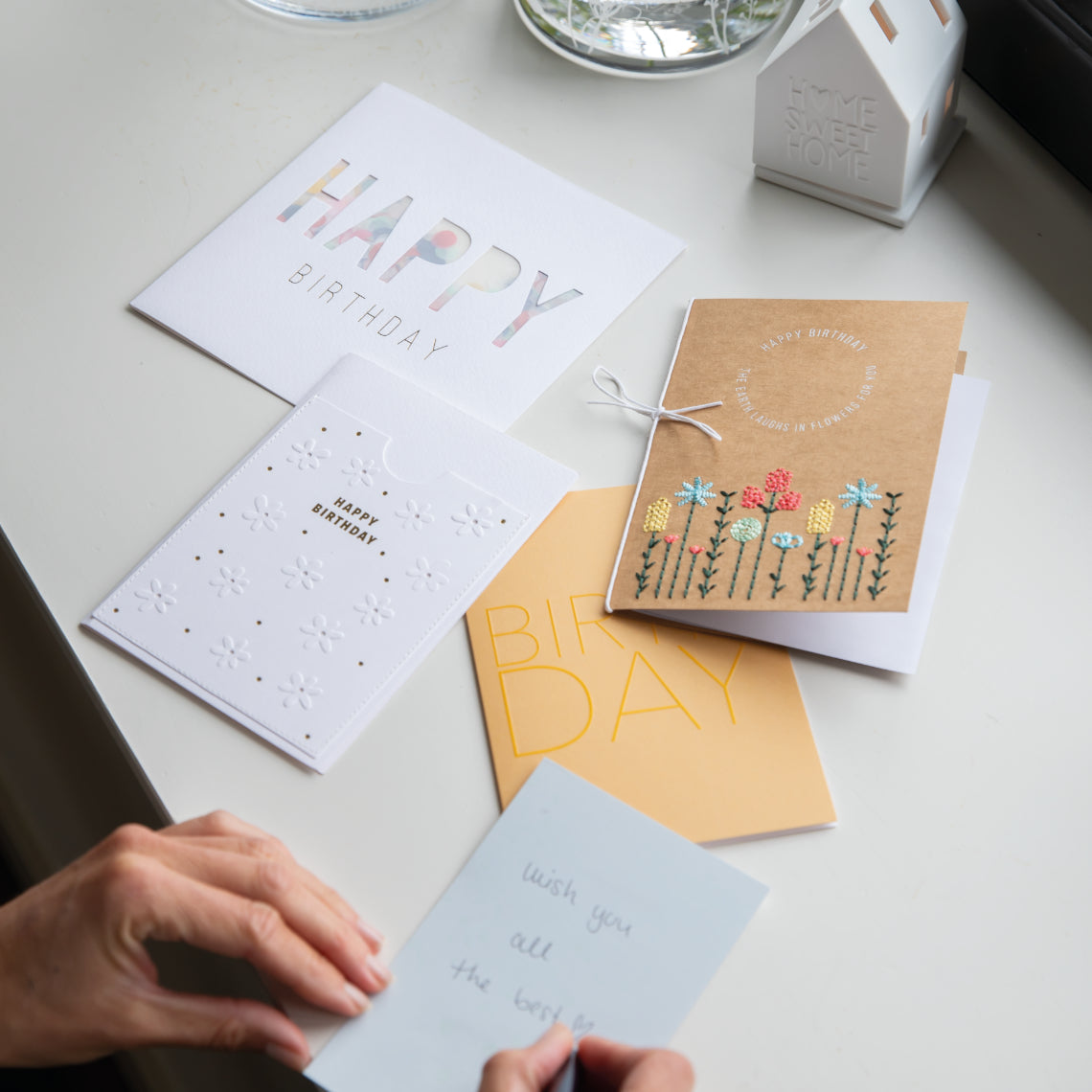 Gestickte Karte "Happy Birthday"