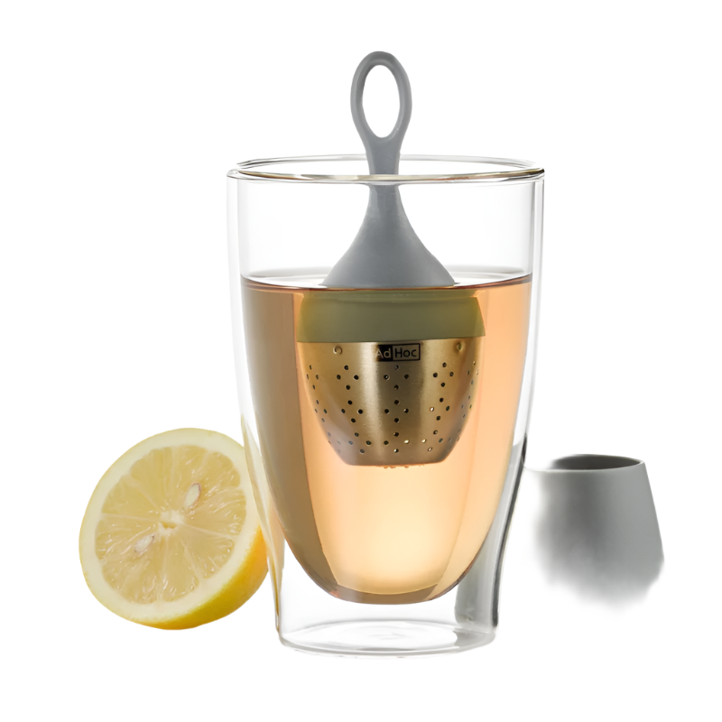 Teefilter Floatea im Glas Farbe Grau