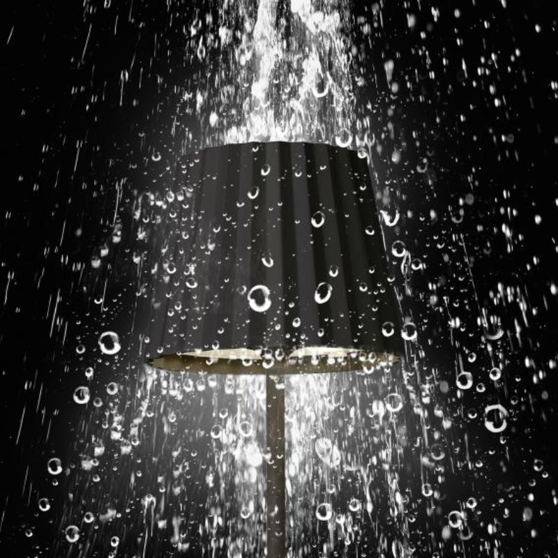 Sompex LED Outdoor Lampe Troll in Schwarz mit Wassertropfen (Outdoor geeignet)