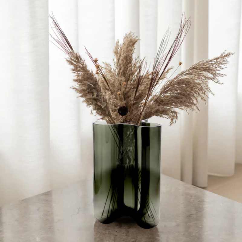 "CLOVER" Vase groß – Rauchgrün