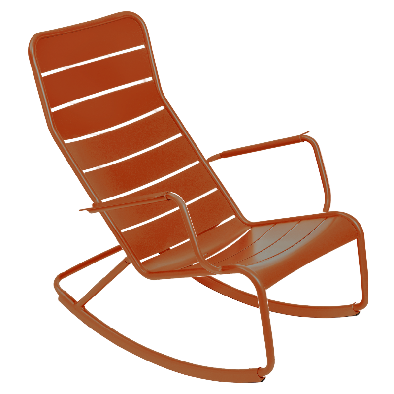 Fermob Luxembourg Schaukelstuhl in orange – ergonomischer Outdoor-Stuhl aus Aluminium mit Armlehnen, wetterfest und ideal für entspanntes Sitzen im Garten