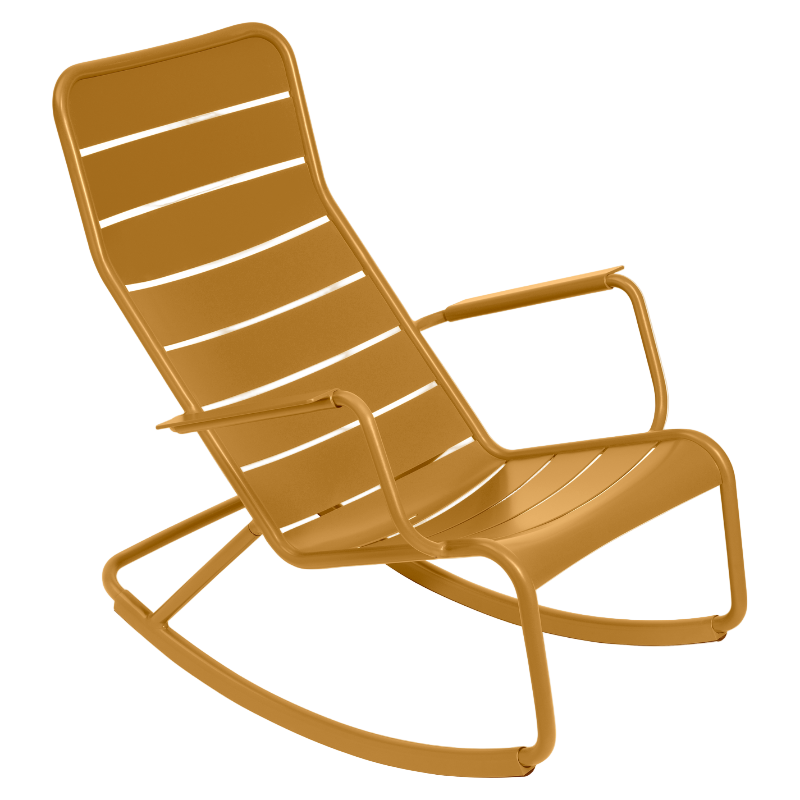 Fermob Luxembourg Schaukelstuhl in Lebkuchen Farbe – ergonomischer Outdoor-Stuhl aus Aluminium mit Armlehnen, wetterfest und ideal für entspanntes Sitzen im Garten