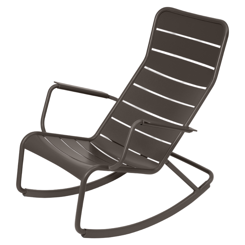Fermob Luxembourg Schaukelstuhl in Tonka Farbe – ergonomischer Outdoor-Stuhl aus Aluminium mit Armlehnen, wetterfest und ideal für entspanntes Sitzen im Garten