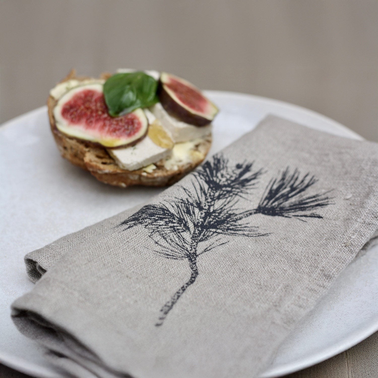 Stoffserviette Leinen "Zweig" - Natur