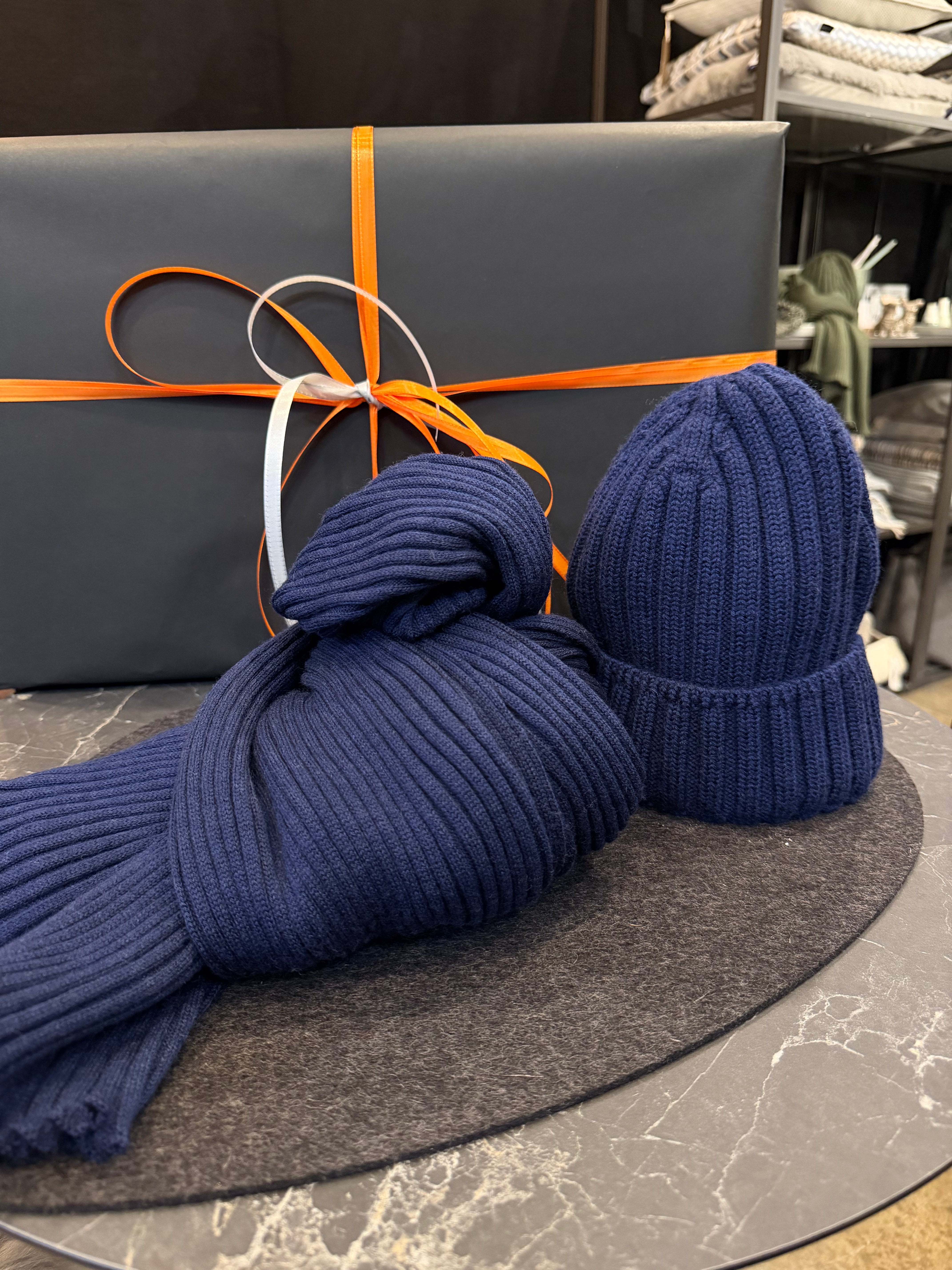 Geschenk-Set "Schal + Mütze" - Denim