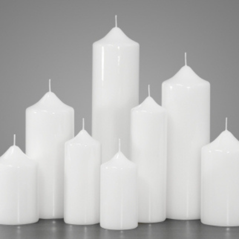 Kaminkerze Glanz-Lack "Weiß" - 8x25cm