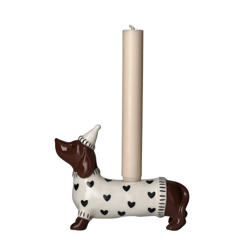 Kerzenhalter "Dackel mit Mütze"