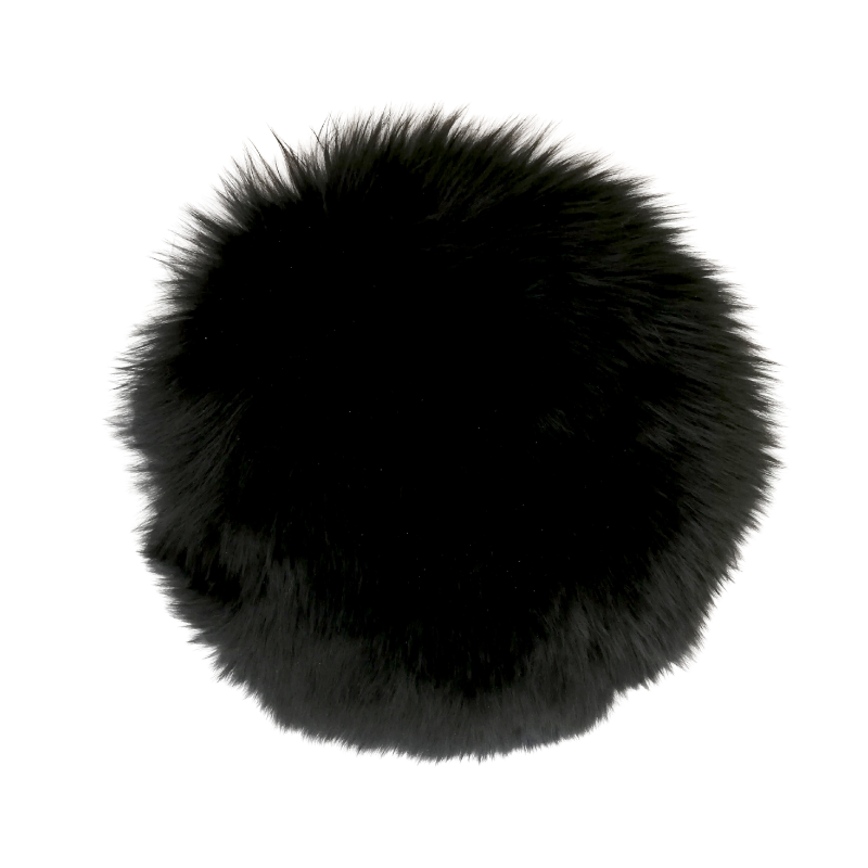 Lammfell Sitzkissen "Rund" - Schwarz