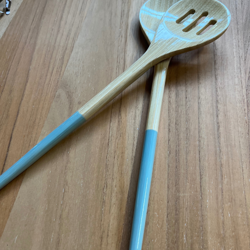 Salatbesteck "Bambus" 32,5cm - Eisblau