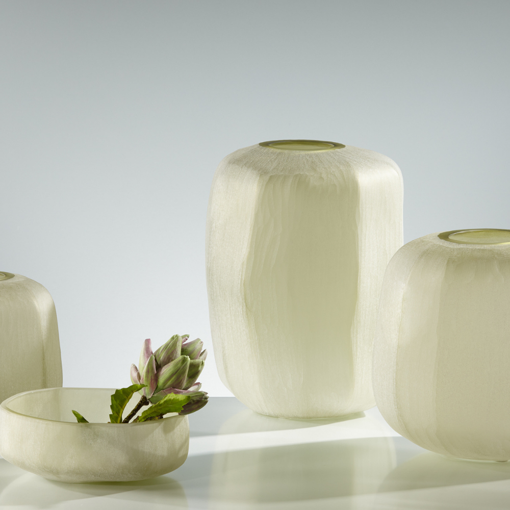 Schale "Cantore" aus Glas – Salbei - Ø 28 × H 10 cm
