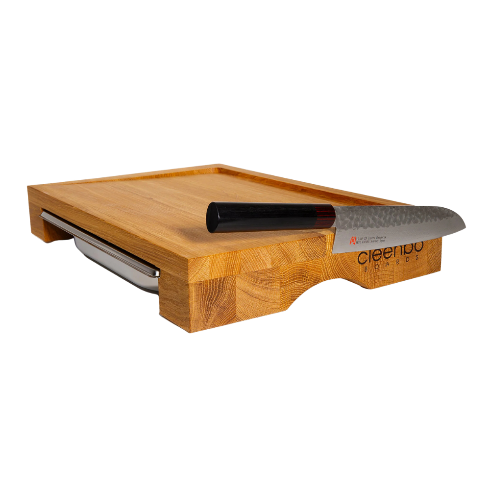 Schneidebrett "Cube BBQ Oak" mit Auffangwanne