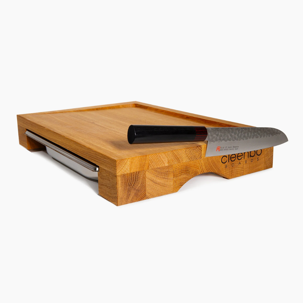Schneidebrett "Cube BBQ Oak" mit Auffangwanne