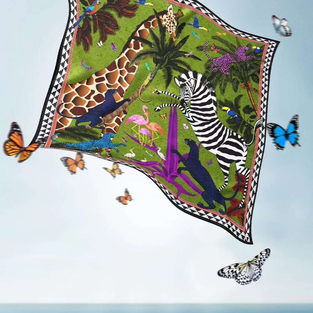 Seidentuch "Jungle Green" 55×55 cm