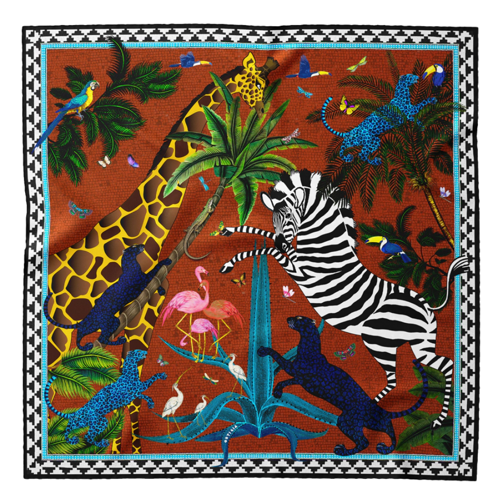 Seidentuch "Jungle Ruggine" 55×55 cm