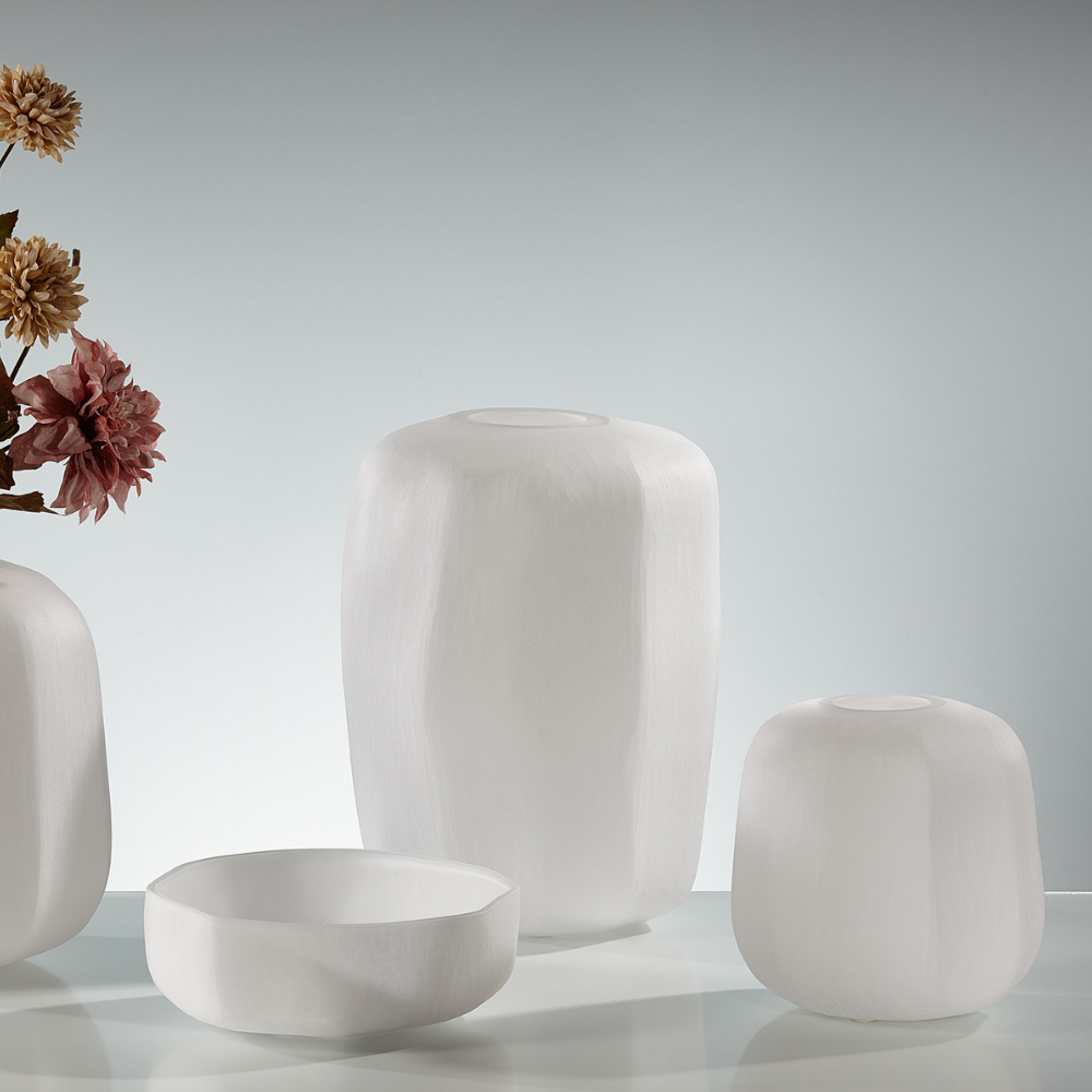Vase "Cantore" aus Glas – Weiss - Ø 23 × H 24 cm
