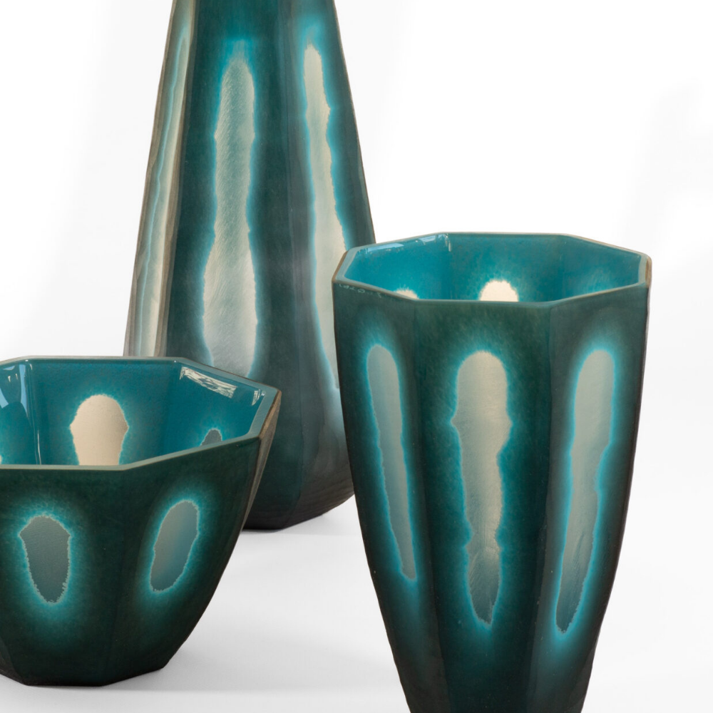 Vase "Cuble III" - Blau – Ø16×H25,5 cm