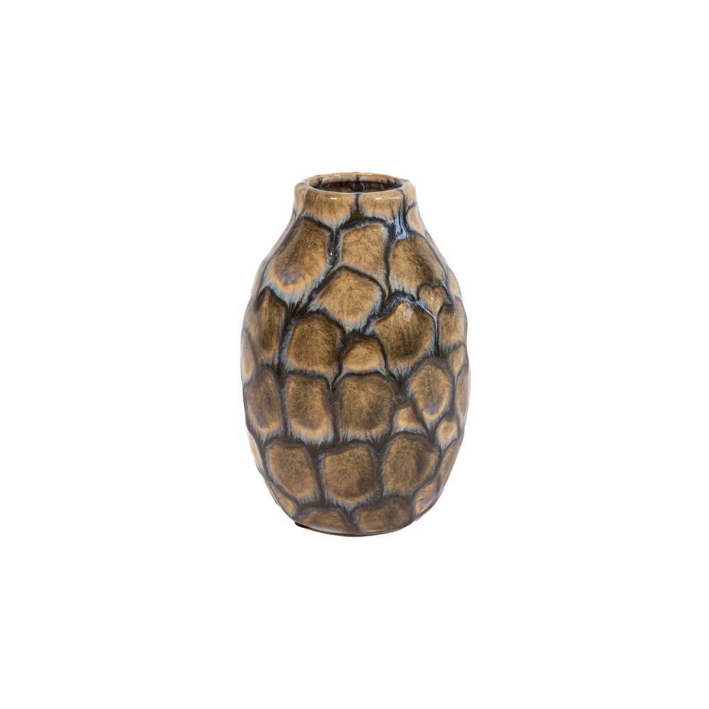 Vase "Glaze" - Dunkle Wabenstruktur – Ø11×H15 cm