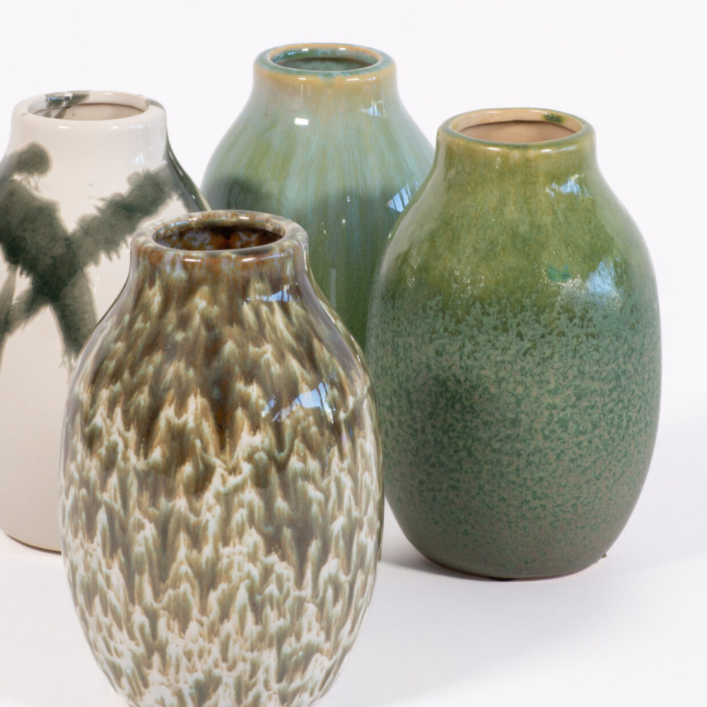 Vase "Glaze" - Hellgrün-Grün – Ø11×H15 cm