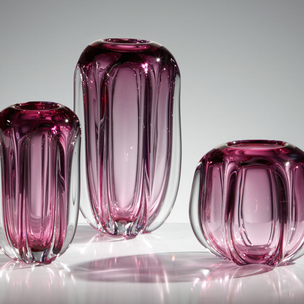 Vase "Torrisi" aus Glas – Pink - Ø 16,5 × H 26 cm