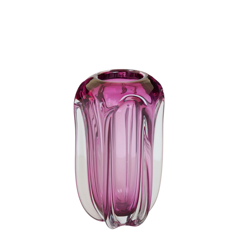 Vase "Torrisi" aus Glas – Pink - Ø 16,5 × H 26 cm