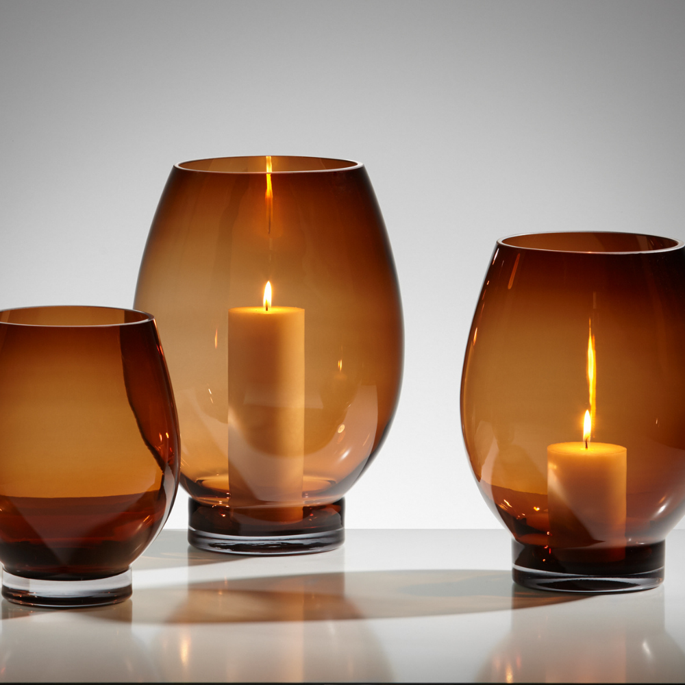 Windlicht "Sortino" aus Glas – Ø 19 × H 25 cm